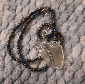 Multicolor Beaded Necklace with Wire-Wrapped Pendant